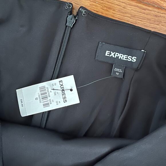 Express Pencil Skirt Womens 10 Black Knee Length Lined Split Work Office Classic - Picture 3 of 9